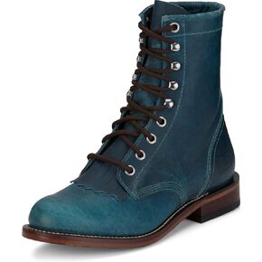Justin Mckean 7" Lace-Up Roper Women's Western Boot, Durable Leather, Casual Style, Comfortable Footwear