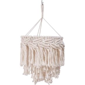 Macrame Ceiling Lamp Shade Hanging Light Cover, Handmade Decorative Boho Pendant Light Shade Lampshade for Nursery Restaurant, Style C