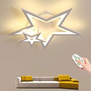 Star Dimmable Ceiling Lamp with Remote Control for Kids Room Acrylic Lampshade Chandelier for Indoor Bedroom Dining Room Living Room Boys and Girls Ceiling Light Decor (White 60cm)