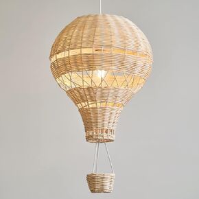 Coastal Hot Air Balloon Hanging Rattan Chandelier for Kids Nursery Large Woven Wicker Bamboo Pendant Light for Children's Bedroom Girls Boys Room Foyer Restaurant ()