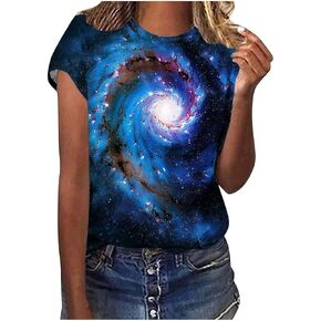 Womens Short Sleeve Tops Dressy Casual Summer Shirts Plus Size Gradient Shirts Loose Fit Tie Dye Tshirts Hippie Tees
