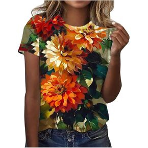 Cute Summer Tops for Plus Size Women 2025 Trendy Dressy Casual Loose Fit Shirts Vintage Floral Tees Busiess Blouse