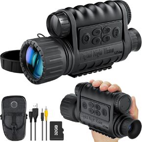 True Night Vision Monocular for Adults, IR Illuminator for Complete Darkness, High Sensitivity COMS Sensor Digital Night Goggles Night Vision Binoculars WG-50 for Hunting