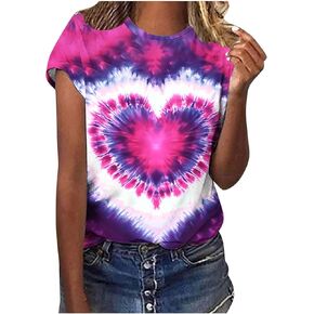 Womens Short Sleeve T-Shirts Oversize Plus Size Basic Tee Tunic Tops Plus Size Dressy Casual Summer Tie Dye Shirts