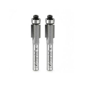 Amana Tool 47102-2 2-Pack Carbide Tipped Flush Trim 3/8 D x 1 CH x 1/4 SHK x 2-5/8 Inch Long Router Bits w/ Lower Ball Bearing