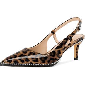 AUMOTED Women Low Heel Pumps Slingback Heels Pointed Toe Beaded Heels 2.5" Elegant Dressy Pumps