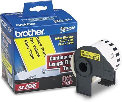 Brother DK2606 شريط ملصق فيلم مستمر ، 2-3/7 بوصة × 50 قدم ، أصفر in Saudi Arabia