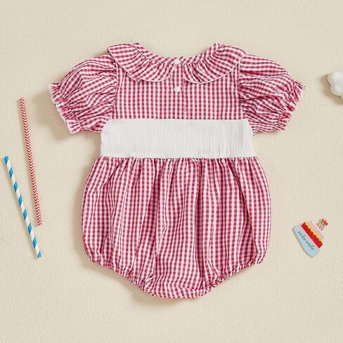 My First 4th Of July Baby Girl Outfit Newborn Smocked Bubble Romper Ruffle Collar Bodysuit Fourth Of July Clothes in Saudi Arabia