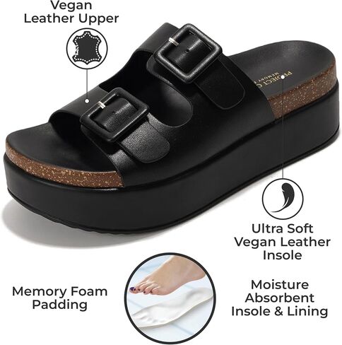 Project Cloud Wedge Platform Sandals For Women - Memory Foam Insole & Cork Footbed Platform Heel Slides for Women Footwear - Beach Essential Womens Sandals (Softy) in Saudi Arabia