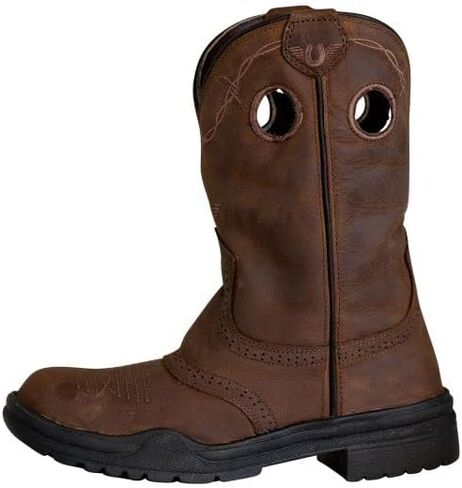 Tuffrider Lyies Leigh Round Toe Western Boot- Brown-Brey-Free Free Mongorted Scriped Scheds in Kuwait