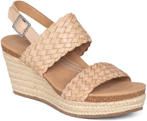 Aetrex Women's Summer Orthopedic Woven Quarter Strap Wedge Sandals - Arch Support Jute Wrapped Platform Wedge Sandals in Saudi Arabia