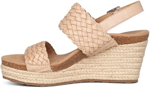 Aetrex Women's Summer Orthopedic Woven Quarter Strap Wedge Sandals - Arch Support Jute Wrapped Platform Wedge Sandals in Saudi Arabia