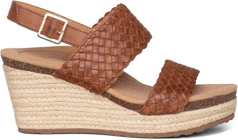 Aetrex Women's Summer Orthopedic Woven Quarter Strap Wedge Sandals - Arch Support Jute Wrapped Platform Wedge Sandals in Kuwait