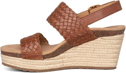 Aetrex Women's Summer Orthopedic Woven Quarter Strap Wedge Sandals - Arch Support Jute Wrapped Platform Wedge Sandals in Kuwait