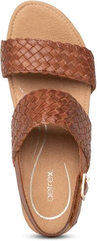 Aetrex Women's Summer Orthopedic Woven Quarter Strap Wedge Sandals - Arch Support Jute Wrapped Platform Wedge Sandals in Kuwait