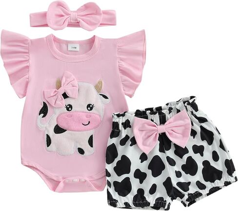 Newborn Baby Girl Summer Outfits Cute Bear Ruffle Sleeveless Romper Bodysuit Jumpsuit Tops Shorts Set 2Pcs Clothes in Kuwait