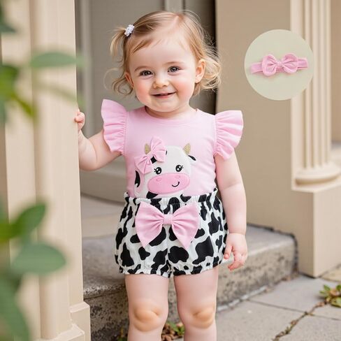 Newborn Baby Girl Summer Outfits Cute Bear Ruffle Sleeveless Romper Bodysuit Jumpsuit Tops Shorts Set 2Pcs Clothes in Kuwait
