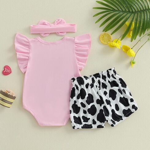 Newborn Baby Girl Summer Outfits Cute Bear Ruffle Sleeveless Romper Bodysuit Jumpsuit Tops Shorts Set 2Pcs Clothes in Kuwait