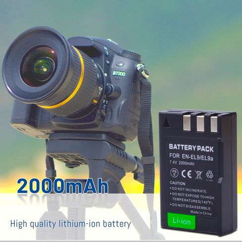 بطاريات en-en-el9 en el9a مع شاحن USB-C مزدوج متوافق مع Nikon D40 ، D40X ، D60 ، D3000 ، D5000 Digital SLR Cameras 2000mAh in Kuwait