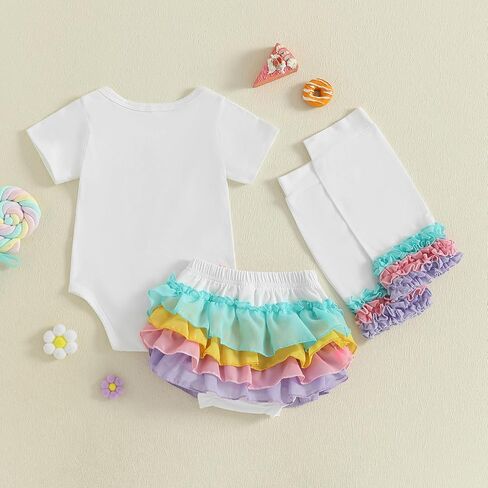 Baby Girl Half Birthday Outfit Half Way to One Birthday Romper Bodysuit Tutu Skirt Leg Warmers Set in Saudi Arabia