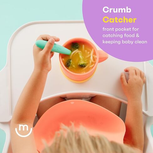 morepeas Roll & Snap Bib - Silicone Baby & Toddler Bib for Eating - Travel Essential, Adjustable Closure, Front Pocket for Food Catching in Saudi Arabia