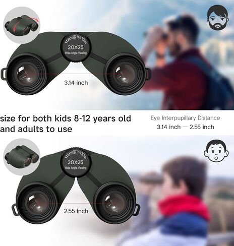 20x25 Compact Binoculars for Adults & Kids – High-Powered, Wide Eyepiece, Waterproof Binoculars with Low Light Vision – Perfect for Bird Watching, Outdoor Hunting, and Sightseeing (Green) in Saudi Arabia