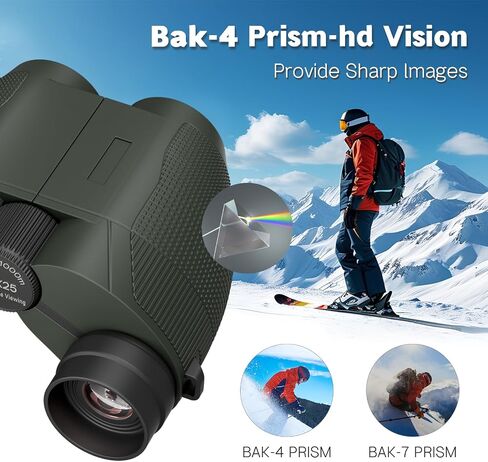 20x25 Compact Binoculars for Adults & Kids – High-Powered, Wide Eyepiece, Waterproof Binoculars with Low Light Vision – Perfect for Bird Watching, Outdoor Hunting, and Sightseeing (Green) in Saudi Arabia