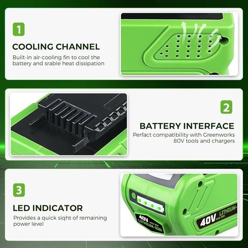 6.0AH LI-ion بطارية استبدال بطارية Greenworks 40 فولت أدوات 29462 29252 20202 22262 25312 25322 20642 22272 27062 21242 متوافق مع بطارية Greenworks 40V لأدوات الطاقة in Saudi Arabia