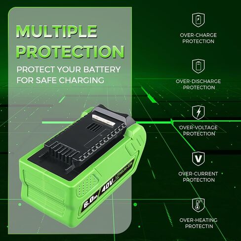 6.0AH LI-ion بطارية استبدال بطارية Greenworks 40 فولت أدوات 29462 29252 20202 22262 25312 25322 20642 22272 27062 21242 متوافق مع بطارية Greenworks 40V لأدوات الطاقة in Saudi Arabia