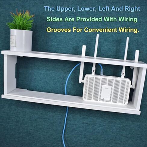 Router Shelf Wall Mount WiFi Router Storage Box, WiFi Box Hider Decorative for Home | Modern Design Wireless Router Storage Box | Wall Hanging Box Shelves for Router Organizer (C 60x21x12cm) in Saudi Arabia