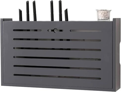 Wifi Router Storage Box Router Fences Router Storage Box Power Strip And Cable Management Storage Box Wall Hanging Router Decorative Box Office & Home Desktop Organized Shelves(Greya,41.2x9x25cm) in Kuwait