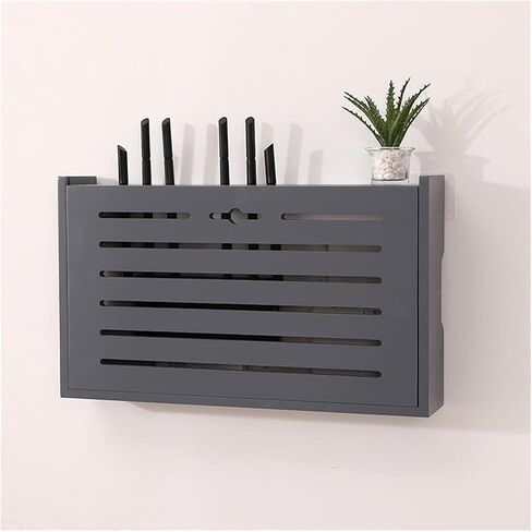 Wifi Router Storage Box Router Fences Router Storage Box Power Strip And Cable Management Storage Box Wall Hanging Router Decorative Box Office & Home Desktop Organized Shelves(Greya,41.2x9x25cm) in Kuwait