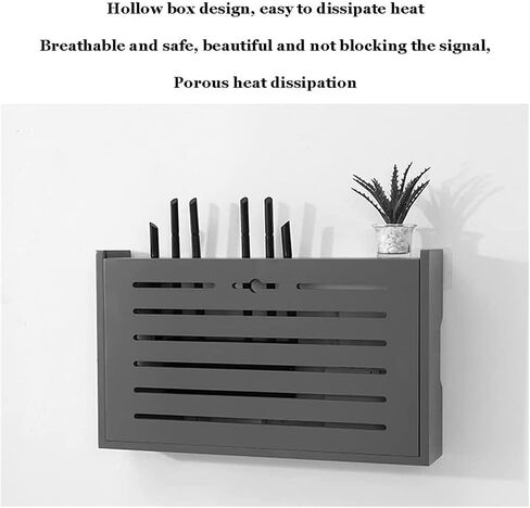 Wifi Router Storage Box Router Fences Router Storage Box Power Strip And Cable Management Storage Box Wall Hanging Router Decorative Box Office & Home Desktop Organized Shelves(Greya,41.2x9x25cm) in Kuwait
