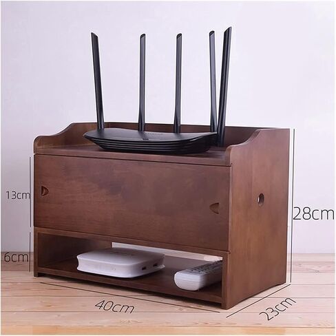 WiFi Router Storage Box WiFi Router Rack Set Top Box Storage Storage Rack Sktop Optical Cat Storage Box Material Rubberwood Material (32x23x28cm) in Kuwait