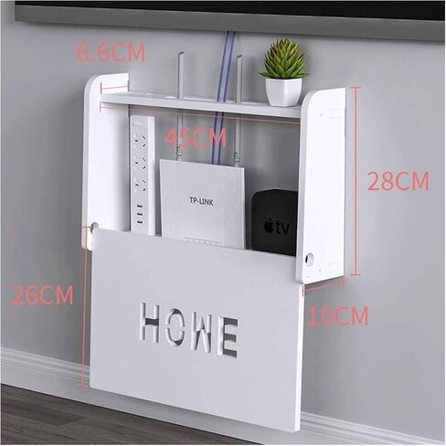 WIFI Router Storage Box Wall مثبتة على جهاز تلفزيون مربع الجرف من الثقوب الجدار الجدار رف غرفة المعيشة WIFI مربع تخزين لجهاز التوجيه اللاسلكي (45 سم) in Kuwait