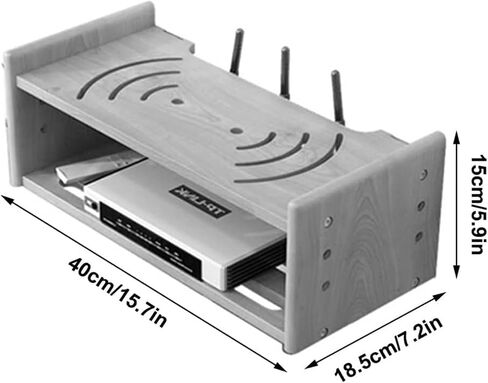 WiFi Router Storage Box Router Fences Wall Shelf WiFi Router Storage Box Wireless WiFi Router Shelf Wall Mount Floating Shelf Desktop Storage Box(Nutural,40x18.5x15cm) in Kuwait