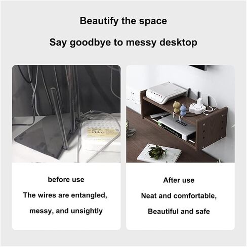 WiFi Router Storage Box Router Fences Wall Shelf WiFi Router Storage Box Wireless WiFi Router Shelf Wall Mount Floating Shelf Desktop Storage Box(Nutural,40x18.5x15cm) in Kuwait