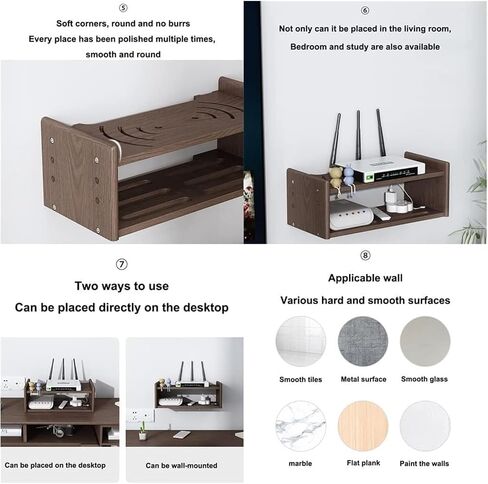 WiFi Router Storage Box Router Fences Wall Shelf WiFi Router Storage Box Wireless WiFi Router Shelf Wall Mount Floating Shelf Desktop Storage Box(Nutural,40x18.5x15cm) in Kuwait