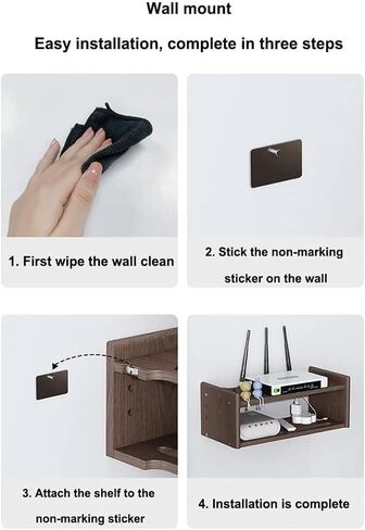 WiFi Router Storage Box Router Fences Wall Shelf WiFi Router Storage Box Wireless WiFi Router Shelf Wall Mount Floating Shelf Desktop Storage Box(Nutural,40x18.5x15cm) in Kuwait