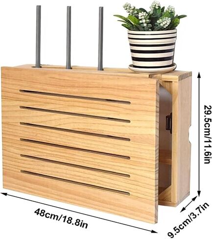 Router Shelf Wall Mount WiFi Router Storage Box, Floating Shelves Wall Mounted TV Set Top Box WiFi Wireless Router Storage Box TV Lower Row Socket Occlusion Box Simple(Nutural 39.5x29.5x9cm) in Saudi Arabia