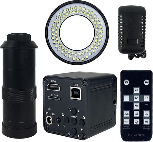 48MP 4K 1080P 22MP 14MP HDMI USB VGA Industrial Video Digital Soldering Repair Microscope Camera C Mount Lens LED Ring Light (48MP 4K Light Lens) in Saudi Arabia