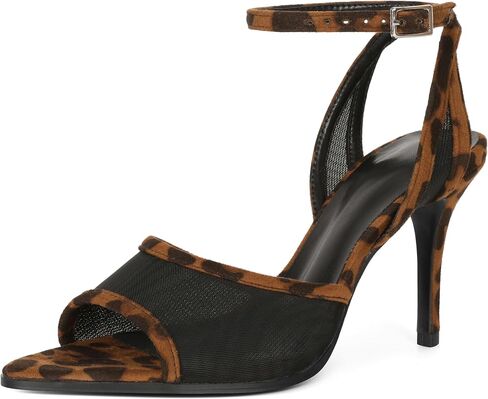 Soireelady Womens Mesh Sandal Slingback Ankle Strap High Heels Open Toe Heeled Sandals Summer Dress Shoes 3.5 Inches in Saudi Arabia