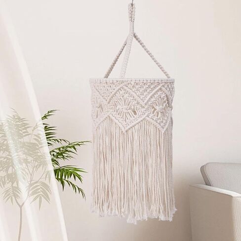 مصباح السقف Macrame الظل غطاء ضوء معلقة ، زخرفية مصنوعة يدويا بوهو قلادة ضوء الظل للظلول لمطعم الحضانة ، نمط ج in Kuwait