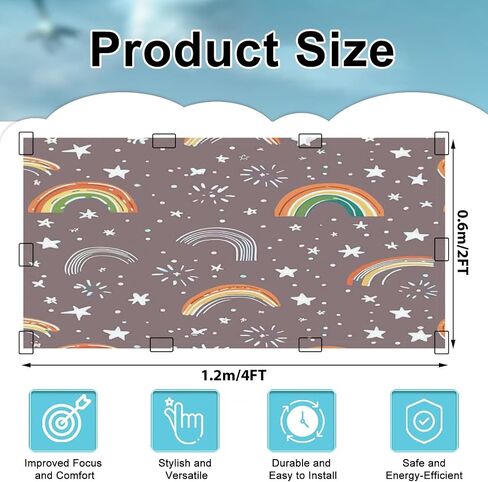 4 Pack Fluorescent Light Covers for Ceiling Lights Rainbows Baby scandinavian pattern Baby boho cute rainbows Grey Magnetic Light Filters Diffuser Shade for Classroom Home Office School in Saudi Arabia