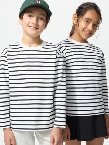 Uniqlo AIRism Cotton T-Shirt | Long Sleeve | Striped in Kuwait