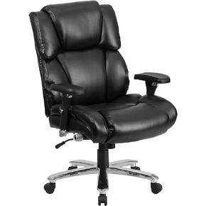 Flash Furniture HERCULES Series 24/7 الاستخدام المكثف كبير وطويل 400 رطل. كرسي مكتب مريح تنفيذي من الجلد الناعم باللون الأسود in Saudi Arabia
