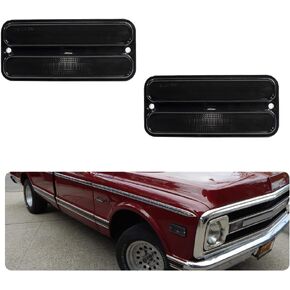 Compatible with 1968 1969 1970 1971 1972 Chevy GMC Pickup Trucks Front/Rear Bumper Fender Side Marker Lights Full Amber & Red Led Lamps