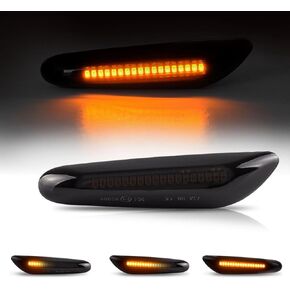 Bestview Sequential LED Side Marker Turn Signal Lights Replacement for BMW E46 E60 E82 E83 E88 E90 E91 E92 E93 X1 X3 325i 328i 335i 525i 528xi 530xi,Smoked Lens Dymanic Amber,Pack of 2