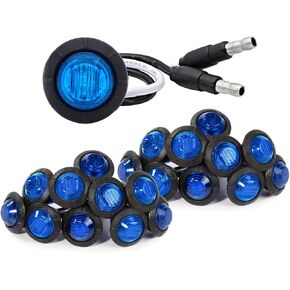 Meerkatt (Pack of 20) 3/4 inch Round Amber LED Flush Mount Kit Lamps 2 Wire Side Combination Marker Indicators Light Truck Trailer Boat Waterproof 12V DC XT-DC in Kuwait