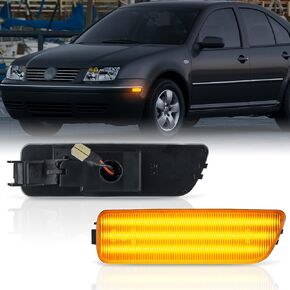 Front Bumper LED Side Marker Light Amber Blinker Signal Lamp Compatible With V-olkswagen1999-2005 G-OLF MK4、JETTA MK4,2000-2003 GTI/R32 MK4,1999-2002 CABRIO Replace OEM Amber Sidemarker Lamp